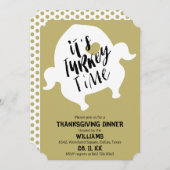 七面鳥お洒落の時間の感謝祭ディナー 招待状 (正面/裏面)