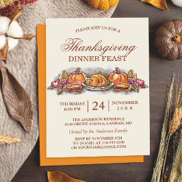 七面鳥かぼちゃとの感謝祭ディナー 招待状