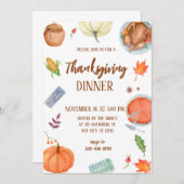七面鳥かぼちゃとの感謝祭ディナー 招待状 (正面/裏面)
