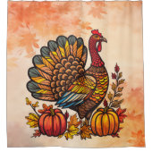 七面鳥かぼちゃ感謝祭シャワーカーテン シャワーカーテン (正面)