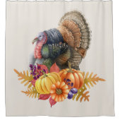 七面鳥かぼちゃ感謝祭シャワーカーテン シャワーカーテン (正面)