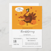 七面鳥かぼちゃ感謝祭ディナー 招待状 (正面/裏面)