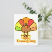 七面鳥かわいい漫画ハッピー感謝祭デザイン シーズンポストカード (スタンド正面)