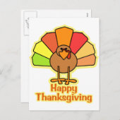 七面鳥かわいい漫画ハッピー感謝祭デザイン シーズンポストカード (正面/裏面)