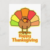 七面鳥かわいい漫画ハッピー感謝祭デザイン シーズンポストカード (正面)