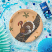 七面鳥が花で石の道を歩いている ペーパープレート (パーティー)