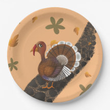 七面鳥が花で石の道を歩いている