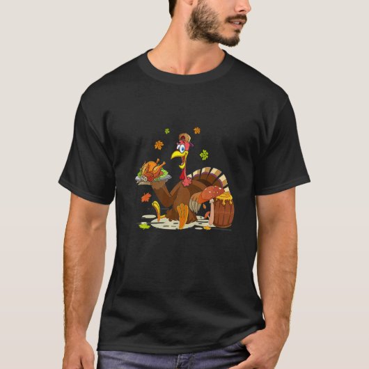 七面鳥ではなくチキンを食べよう!感謝祭 Tシャツ (正面)