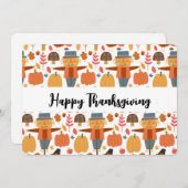 七面鳥とかかしによる感謝祭パターン シーズンカード (正面/裏面)