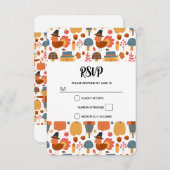 七面鳥とかかしによる感謝祭パターン 出欠カード (正面/裏面)