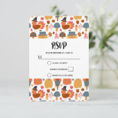 七面鳥とかかしによる感謝祭パターン 出欠カード (スタンド正面)