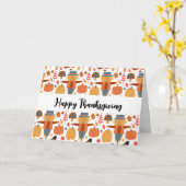 七面鳥とかかし感謝祭パターン カード (黄色い花)