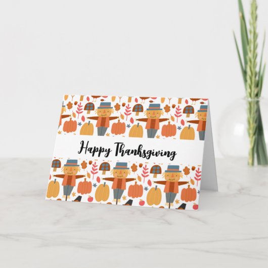 七面鳥とかかし感謝祭パターン カード (正面)