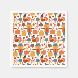 七面鳥とかかし感謝祭パターン スタンダードカクテルナプキン