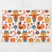 七面鳥とかかし感謝祭パターン スパークリングワインラベル (シングルラベル)