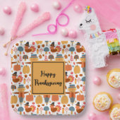 七面鳥とかかし感謝祭パターン ペーパープレート (パーティー)