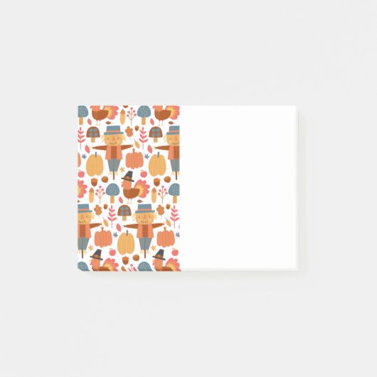 七面鳥とかかし感謝祭パターン ポストイット (正面)