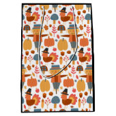 七面鳥とかかし感謝祭パターン ミディアムペーパーバッグ (正面)