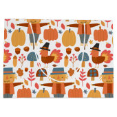 七面鳥とかかし感謝祭パターン ラージペーパーバッグ (裏面)