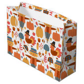 七面鳥とかかし感謝祭パターン ラージペーパーバッグ (裏面アングル)