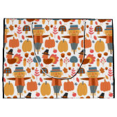 七面鳥とかかし感謝祭パターン ラージペーパーバッグ (裏面)