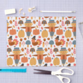 七面鳥とかかし感謝祭パターン 薄葉紙 (クラフト)