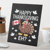 七面鳥とカナダ国旗ハッピー感謝祭の日Eh 台座サイン (インサイチュ)
