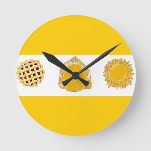 七面鳥とパイの丸い壁時計 ラウンド壁時計 (正面)