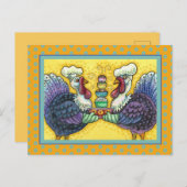 七面鳥と全てのフィクシン、感謝おもしろいの鳥 シーズンポストカード (正面/裏面)