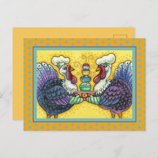 七面鳥と全てのフィクシン、感謝おもしろいの鳥 シーズンポストカード (正面/裏面)