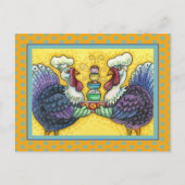 七面鳥と全てのフィクシン、感謝おもしろいの鳥 シーズンポストカード (正面)