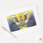 七面鳥と全てのフィクシン、感謝おもしろいの鳥 長方形シール (封筒)