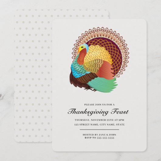 七面鳥と感謝祭の宴 招待状 (正面/裏面)
