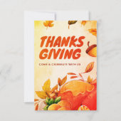 七面鳥と秋のすてきな感謝祭葉  サンキューカード (正面)