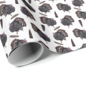 七面鳥と羽毛 – ホワイトラッピング紙 ラッピングペーパー (ロールコーナー)