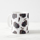 七面鳥と羽 – ホワイトコーヒーマグ コーヒーマグカップ (正面左)