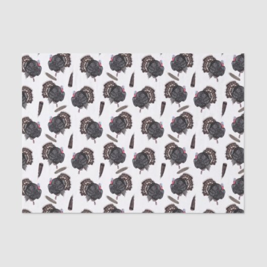 七面鳥と羽 – ホワイトティッシュペーパー 薄葉紙 (正面)