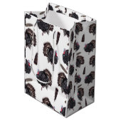 七面鳥と羽 – ホワイト抱き枕 ミディアムペーパーバッグ (正面アングル)