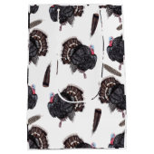 七面鳥と羽 – ホワイト抱き枕 ミディアムペーパーバッグ (裏面)