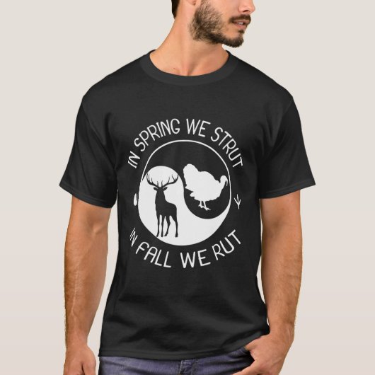 七面鳥と鹿の狩りハンター Tシャツ (正面)