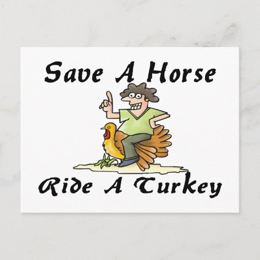 七面鳥に乗る馬を救う ポストカード (正面)