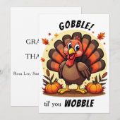 七面鳥のぐらつき七面鳥おもしろい感謝祭 シーズンカード (正面/裏面)