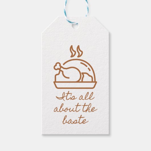 七面鳥のアイコンすべてバステの感謝祭 ギフトタグ (正面)