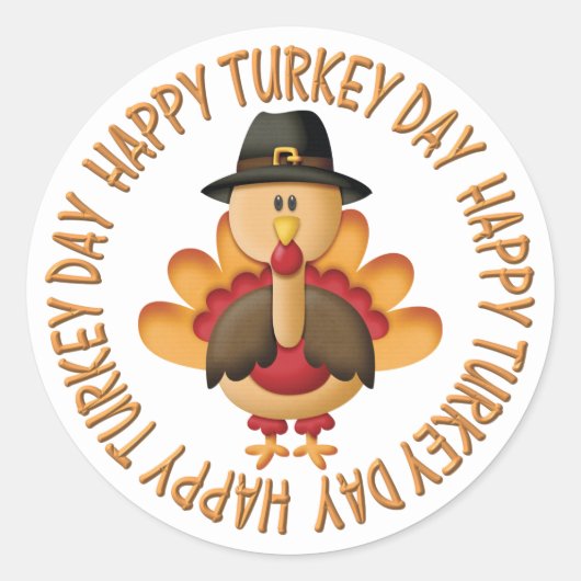 七面鳥のアニメーション ラウンドシール (正面)