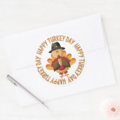 七面鳥のアニメーション ラウンドシール (封筒)