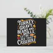 七面鳥のグレービーソース、豆、ロール、キャセロールを見せて シーズンカード (スタンド正面)
