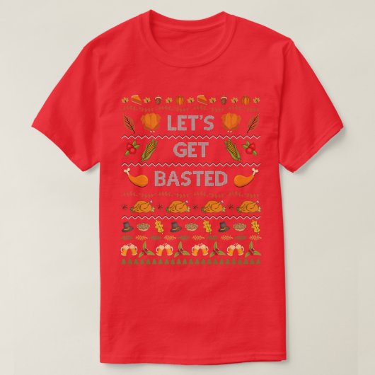 七面鳥のセーター醜い感謝祭おもしろいを浴びせよう Tシャツ (デザイン正面)