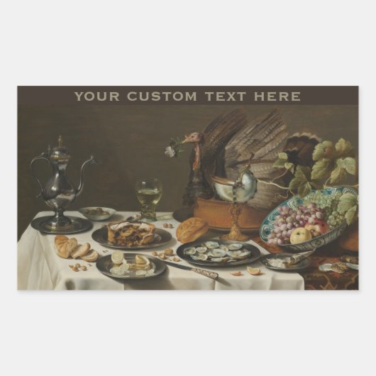 「七面鳥のパイでまだ生きる」カスタムスタンプ 長方形シール (正面)