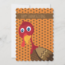 七面鳥のフラットカードと封筒 Thanksgiving Turkey Flat Card with