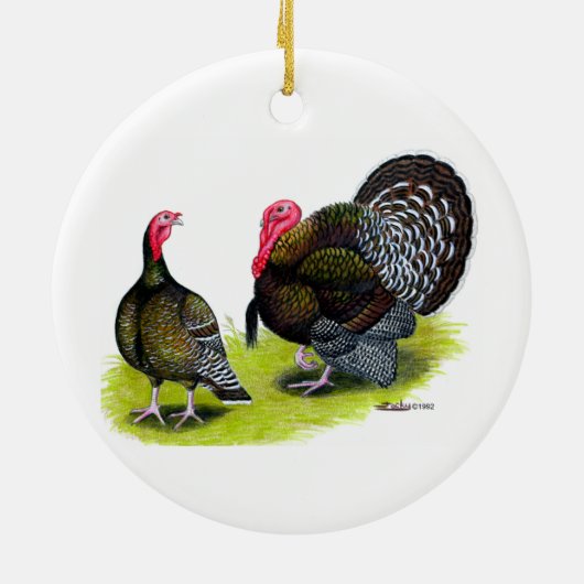 七面鳥のブロッド・ブロンズ セラミックオーナメント (裏面)